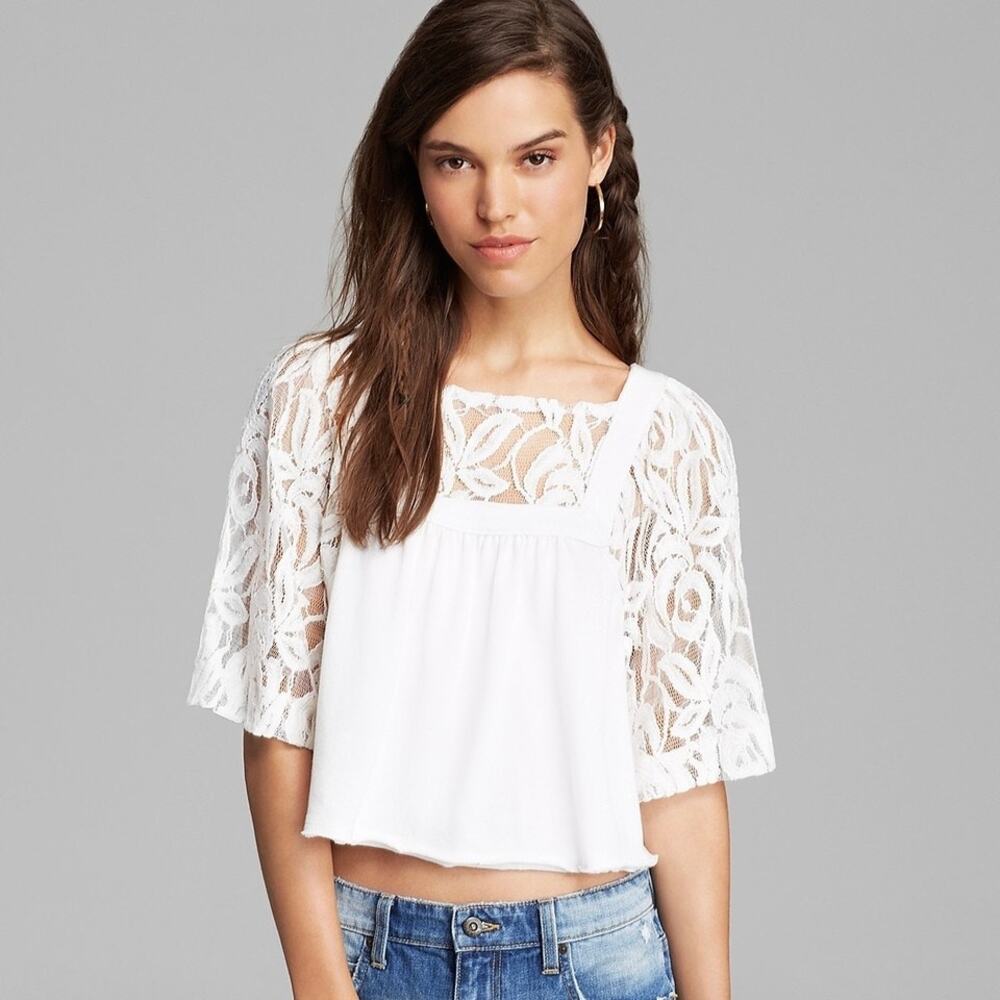 Free People Catalina Crop Top White Size Large